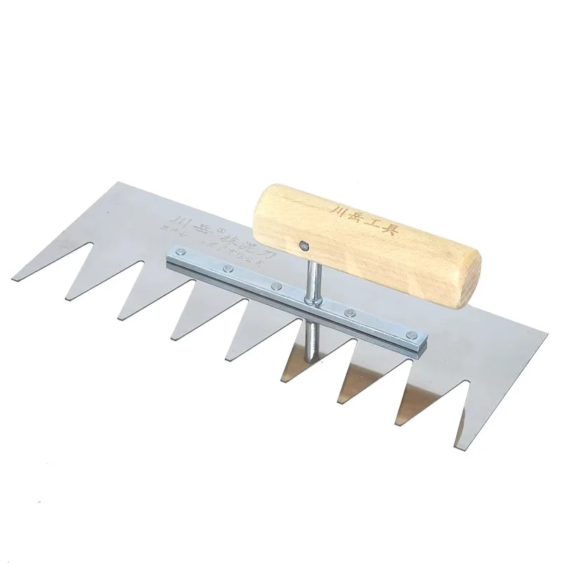 V-Notched 11×4.3inches Stainless Steel Blade Plastering Trowel Concrete Cement Drywall Tile Masonry Construction Hand Tool