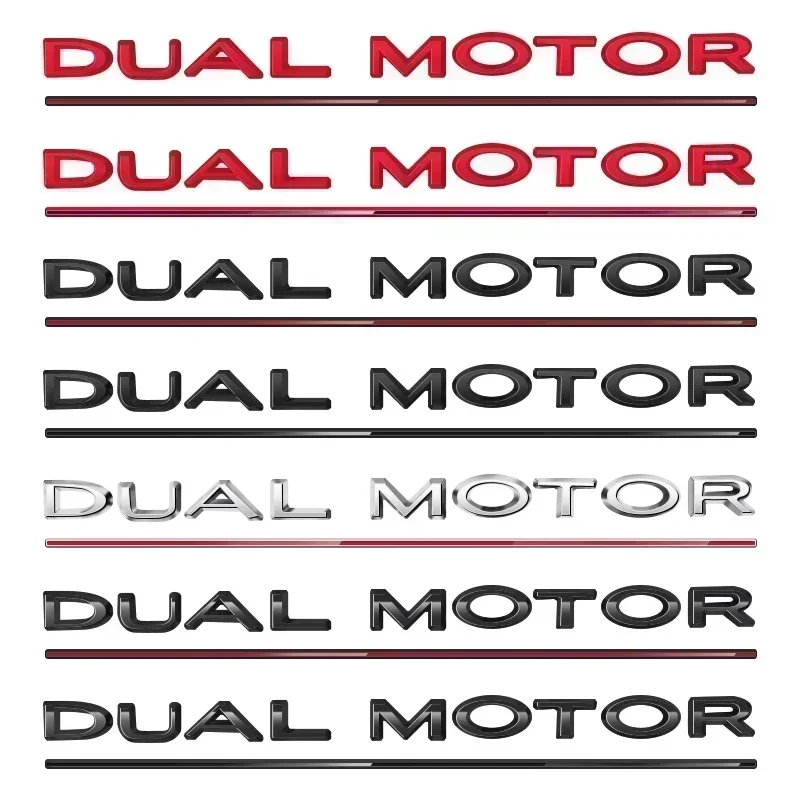 1pcs 3D Car Sticker DUAL MOTOR Letters Logo Trunk Emblem Refitting Accessories Teslamance Fender Badge