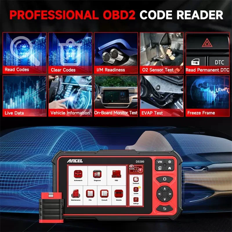 ANCEL ترقية جميع النظام obd2 الماسح الضوئي DS300 لسيارة شاحنة دراجة نارية التشخيص محرك رمز القارئ IMMO مفتاح أداة البرمجة