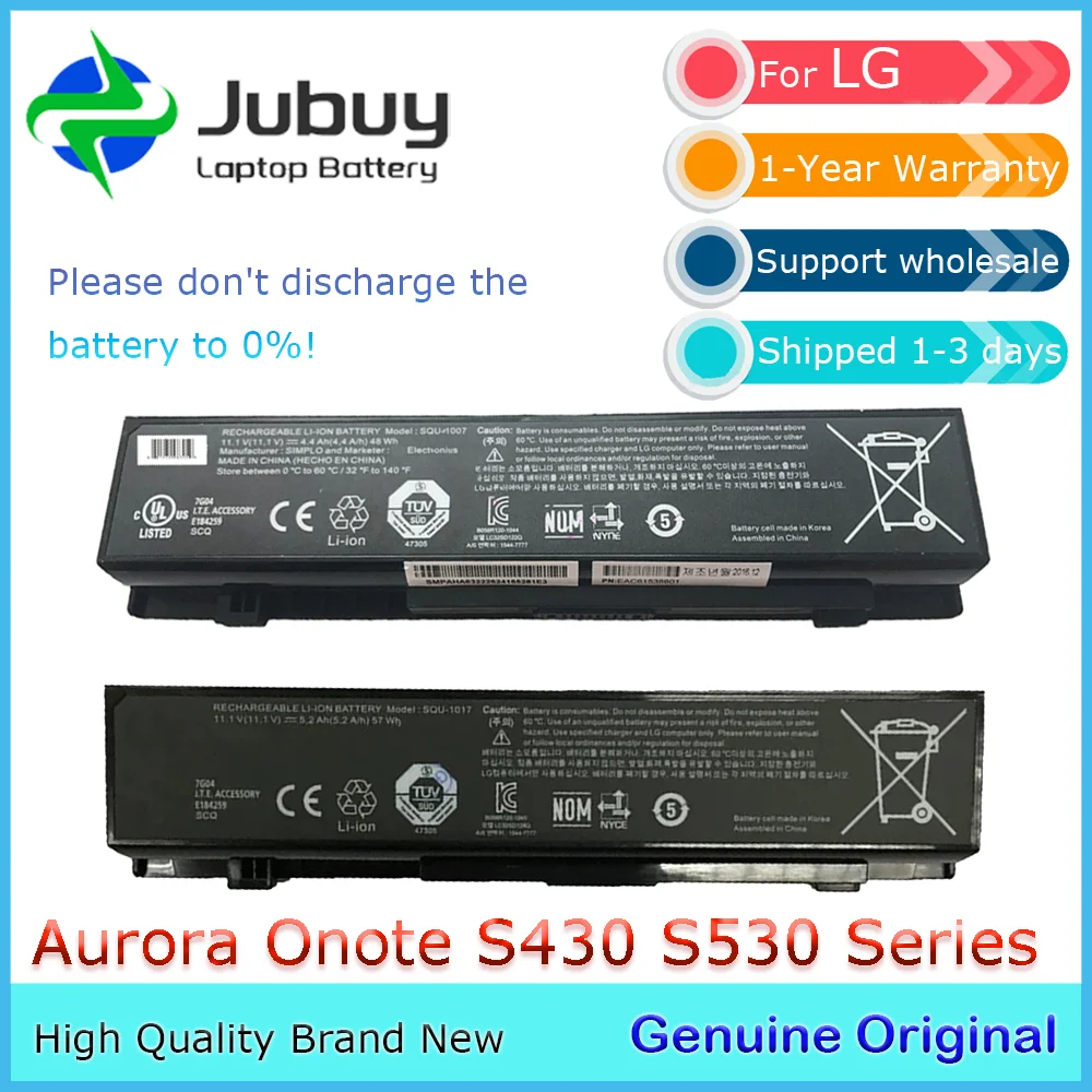 SQU-1007 11.1V 4400mAh Original Laptop Battery for LG Aurora S430 S530 Xnote P420 PD420 EAC61538601 SQU-1017 5200mAh