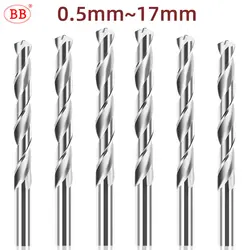 BB Carbide Drill 0.5-17mm Micro Mini Bits CNC Metal Hole Machining Tool for Aluminum Steel D1=D2 Diameter