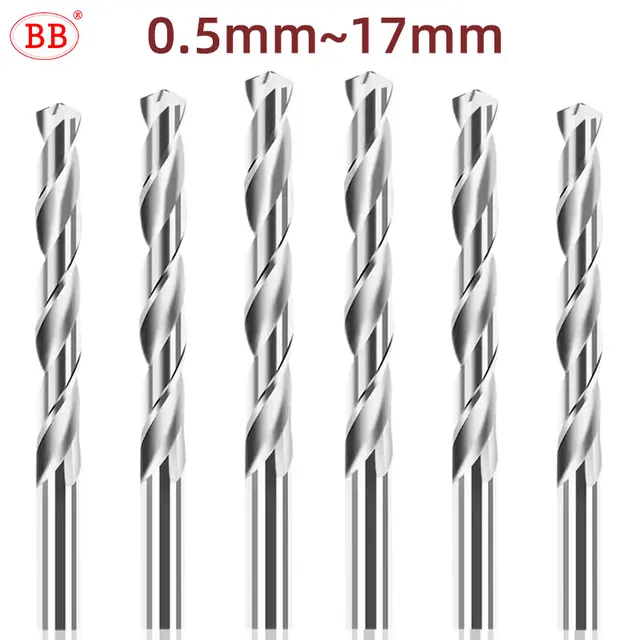 Wiertło węglikowe BB 0,5-17 mm Micro Mini bity CNC Narzędzie do obróbki otworów w metalu do stali aluminiowej D1 = D2 Średnica