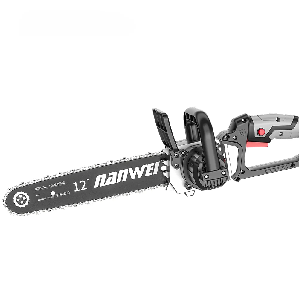 For NANWEI Hot Selling 12 inches Semi-automatic Lithium Battery Electric Chain Saw Portable Wood Cutter Power Tools