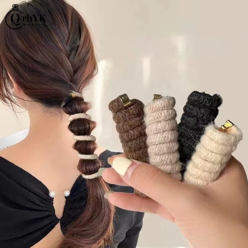 

Креативные женские Однотонные эластичные резинки для волос в виде женских хвостов, спиральные резинки для волос, аксессуары для волос