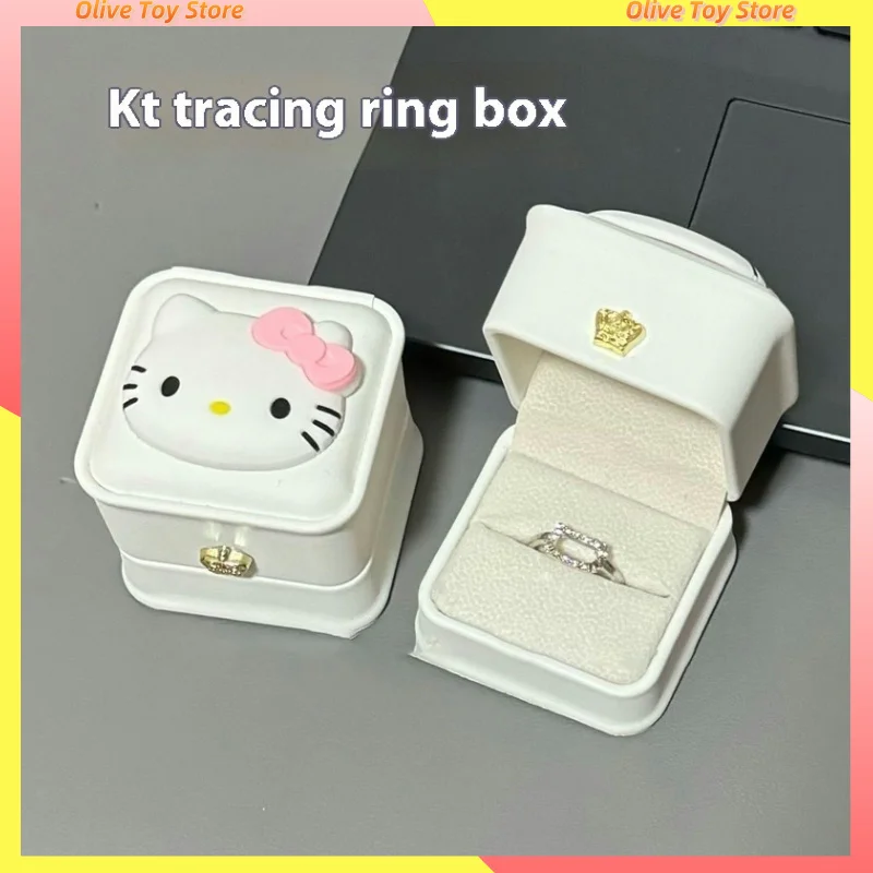 hello Kitty 3d Charm  Accessories Ring Storage Box Desktop Decoration Colorful Girl Fashionable Christmas Birthday Surprise Gift