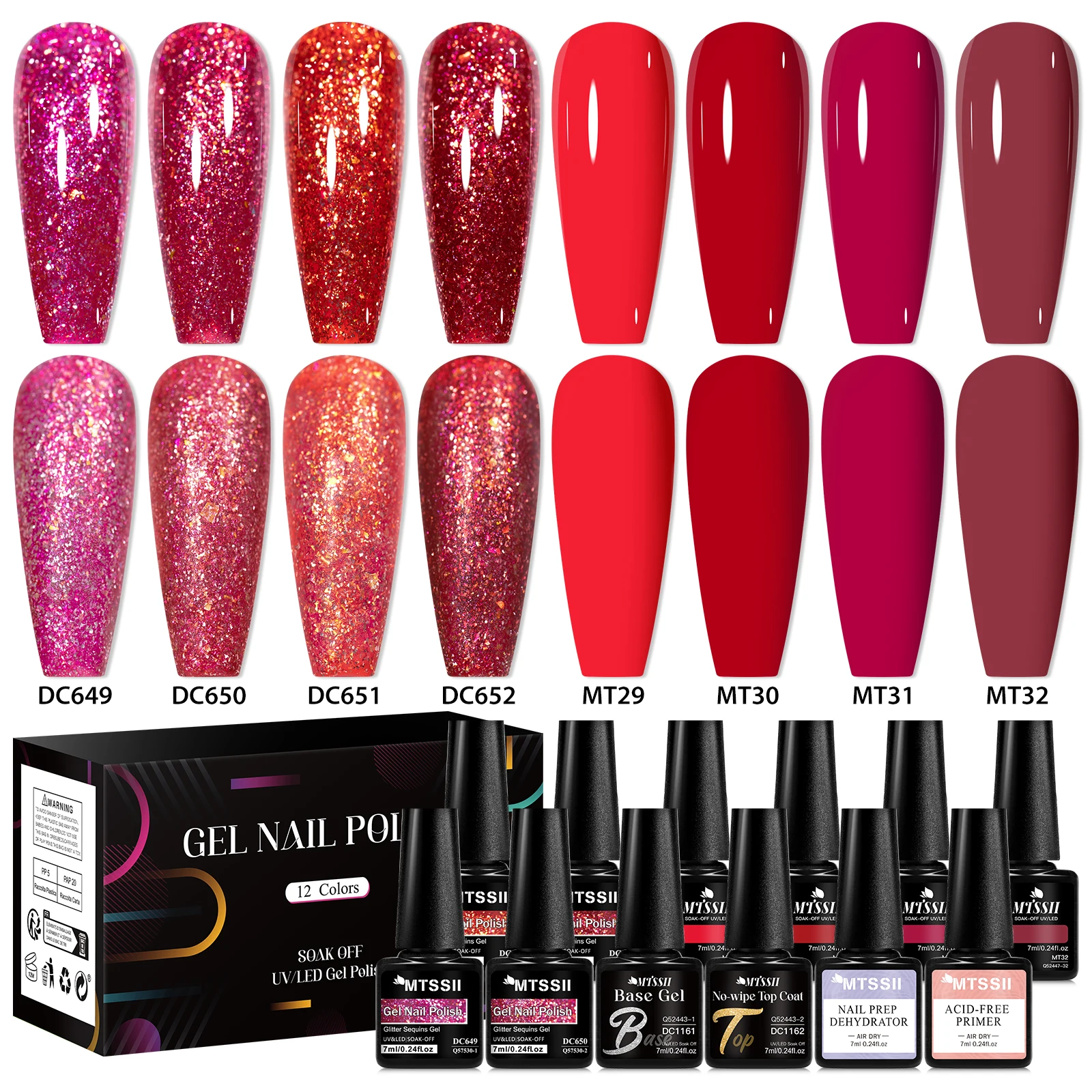 Ensemble de vernis à ongles gel UV semi-continu, ensemble de vernis à ongles, coulée de bonbons, paillettes, série printemps et été, kit de manucure, 12 pièces par ensemble