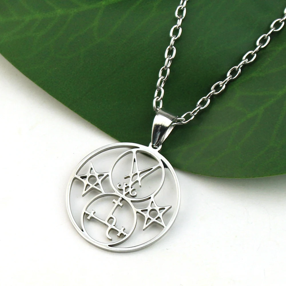 Classic Necklace Demon Side of Lucifer Lilith Satanic Necklace Seal Sigil Symbol of Choronzon Pendant Satan Pentagram Jewelry