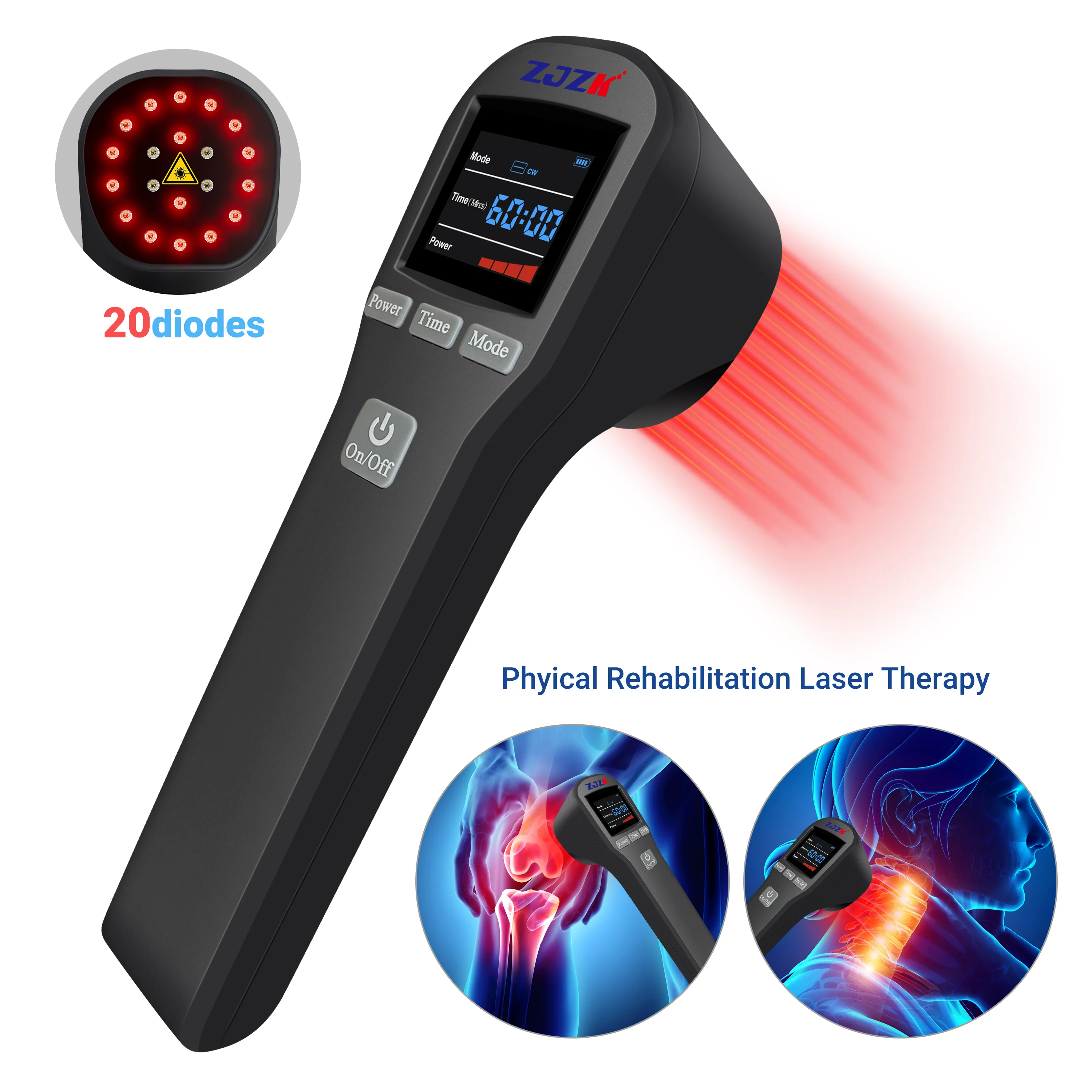 

ZJZK Pro Healing Neuropathy Cold Laser Therapy Device Class 3 Adjustable Joules For Morton'S Neuroma Rheumatoid Arthritis