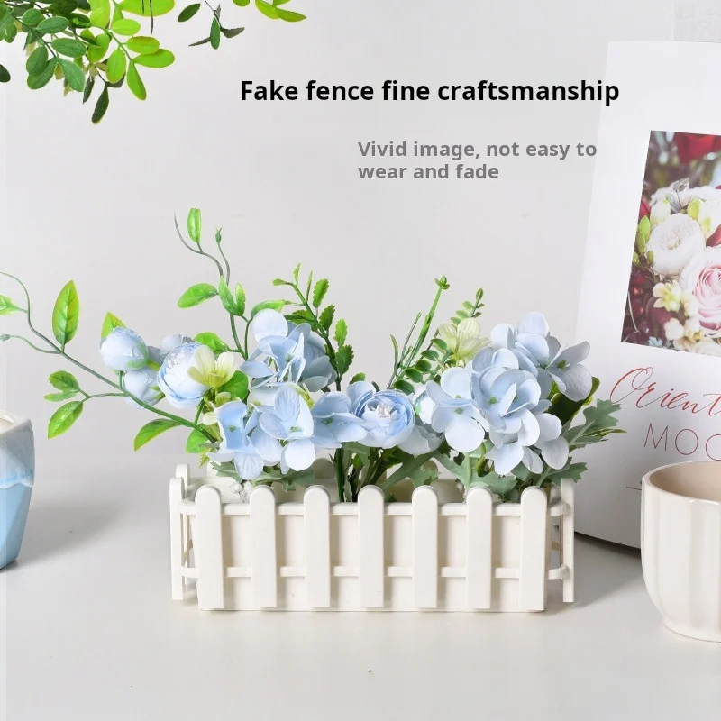 

4PCS Artificial Flowerpots Plastic Fences Succulent Potted Plants Decorative Flower Arrangements Ornamental Garden Ornaments