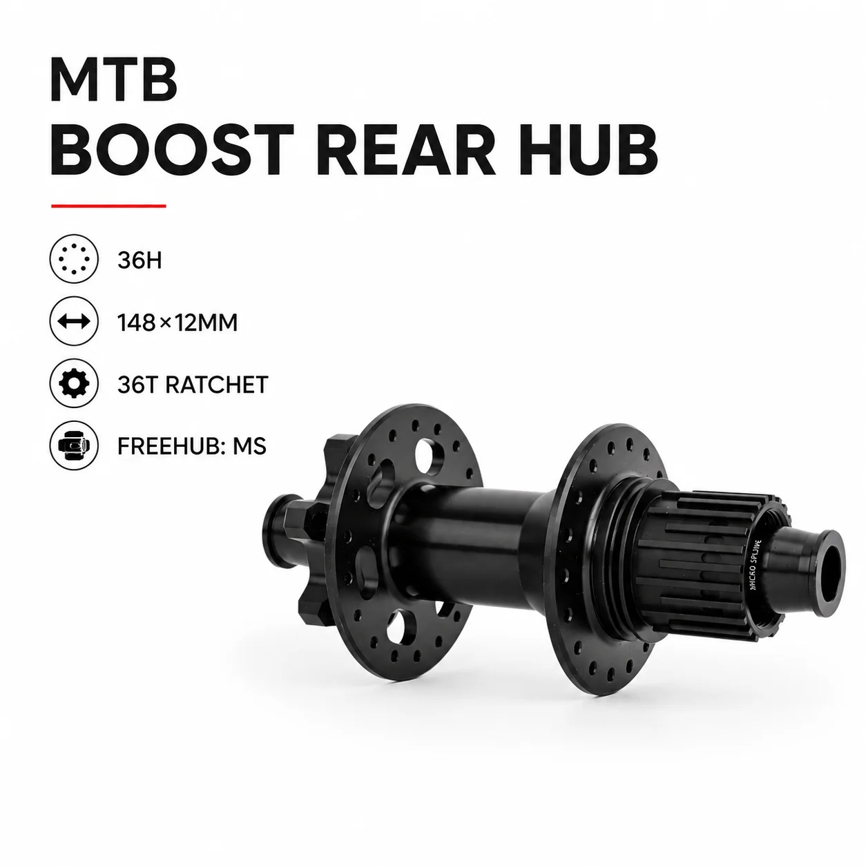 GOLDIX 36H Mountain Bike Hub 6-Bolt Disc Brake BOOST 36T Ratchet