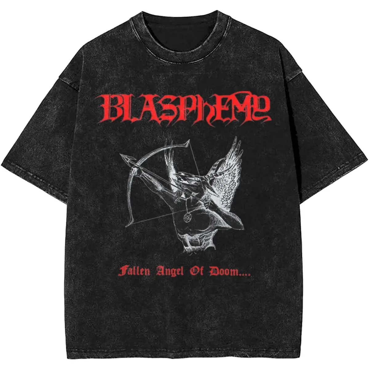 2024 New Design Blasphemy Black Metal Band Shirts Outfit Men Women Washed Tee Shirt Street T-shirt