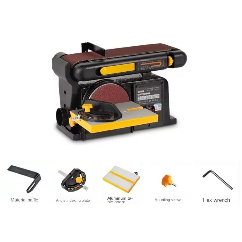 Belt Machine 550W Abrasive Belt Sanding Machine Woodworking High-Power Electric 220V Sandpaper Polishing 0-45 Angle Adjustable