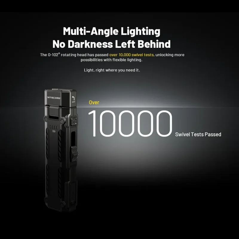 NITECORE EDC09 1600Lumens USB-C Rechargeable EDC Flashlight Bulit-in Battery Adjustable Angle Protable Wrok Light