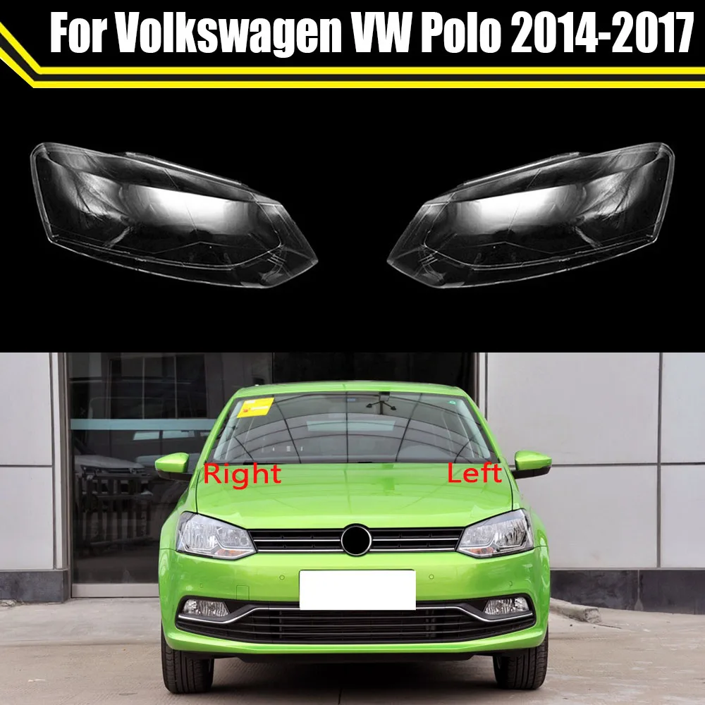 

Прозрачные колпачки для освещения Volkswagen VW Polo 2014 ~ 2017, автомобильная фотолампа, крышка объектива, автомобильный налобный фонарь, абажур, стеклянный корпус лампы