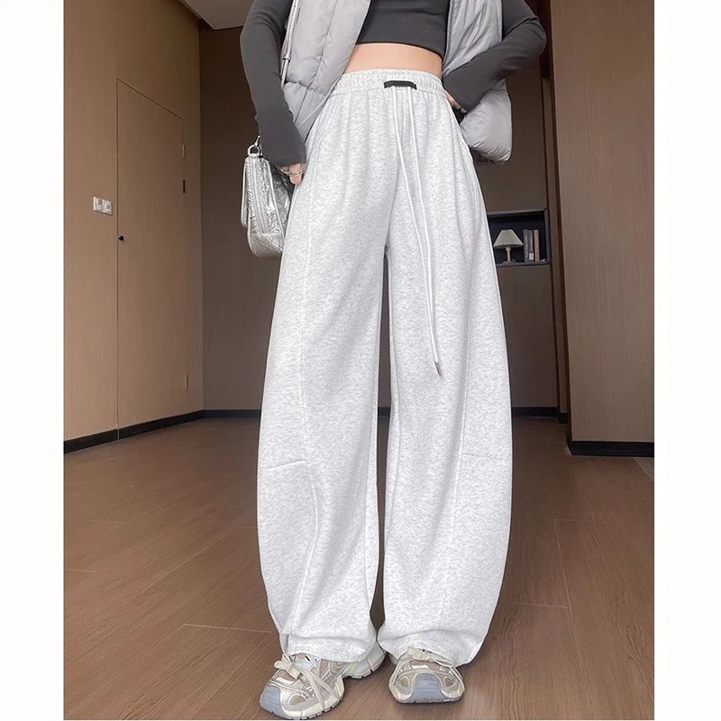 

Женские шикарные дизайнерские тонкие брюки с высокой талией, удобные мешковатые прямые брюки для девочек, женские классические однотонные повседневные брюки
