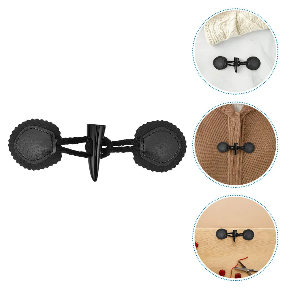 

5pcs Resin Horn Toggle Buttons Black For Coats Jackets Vintage Sewing Fasteners Overcoat Clothing Accessories Craft Button Set