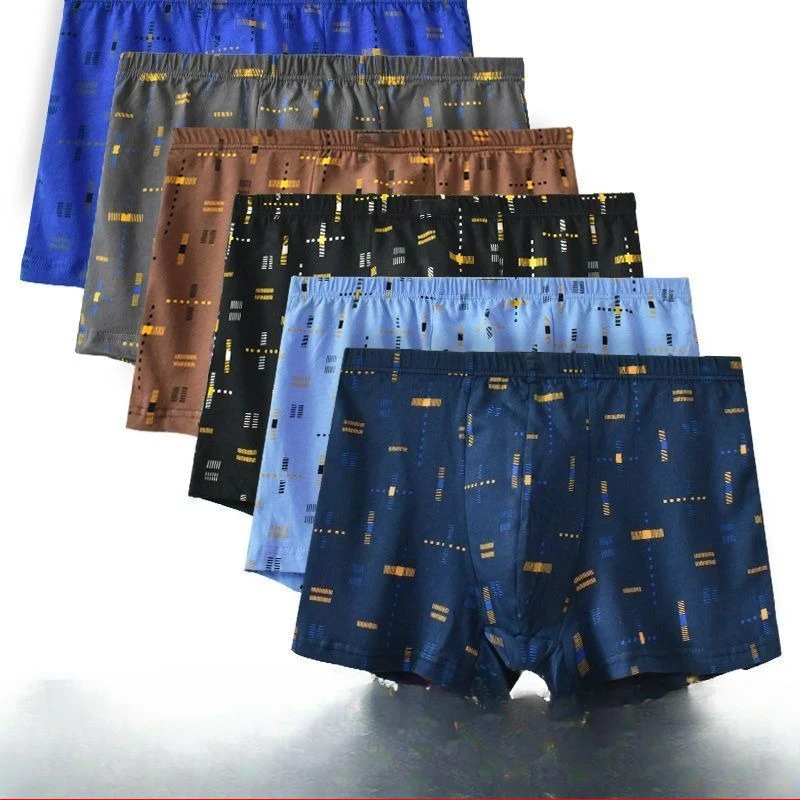 Pure Cotton Men's Underwear Large Size Boxers Loose Large Size Breathable Printing Middle-aged Young People Boxers Short Pants