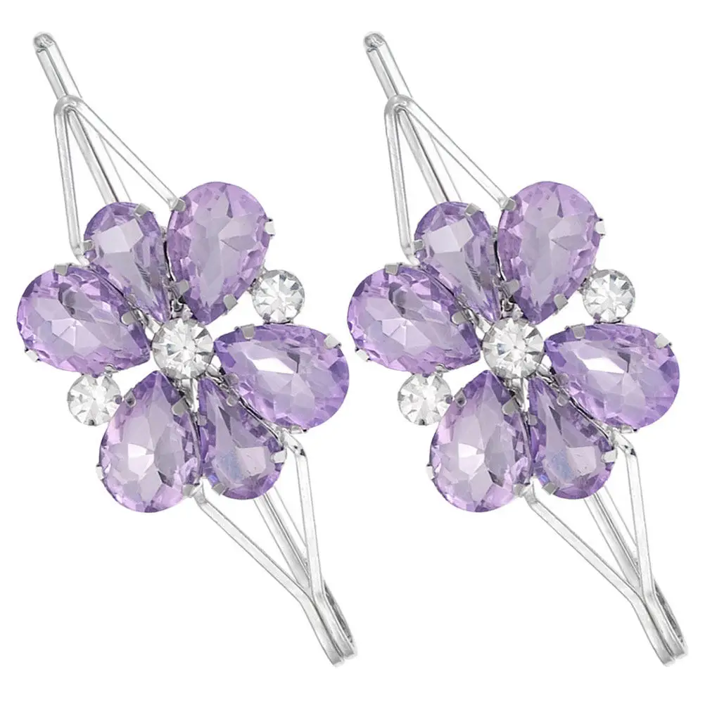 2Pcs Hair Clips Rhinestone Metal Clips for Women Bridal Wedding Hair Accessories Small Crystal Barrettes for Girls