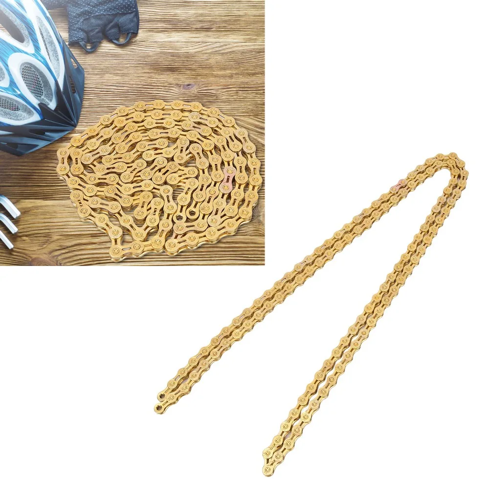 

Прочная 9-скоростная 116 звеньев велосипедной цепи, легкая золотая цепь для шоссейного велосипеда, цепь для горного велосипеда, горный велосипед