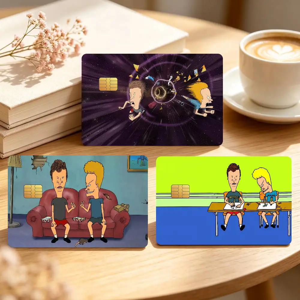 Cartoon B-Beavis and B-Butthead Funny Credit Card Sticker Waterproof Anti-Scratch 4PCS Bank Debit Traffic Cover Decoration