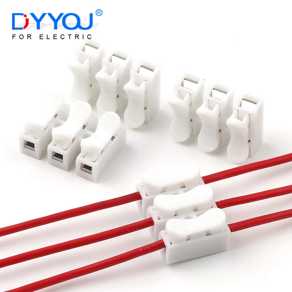 10pcs White No Solding Welding Quick 3P Cable Wire Connector No Screw Terminal Block Spring Clamp