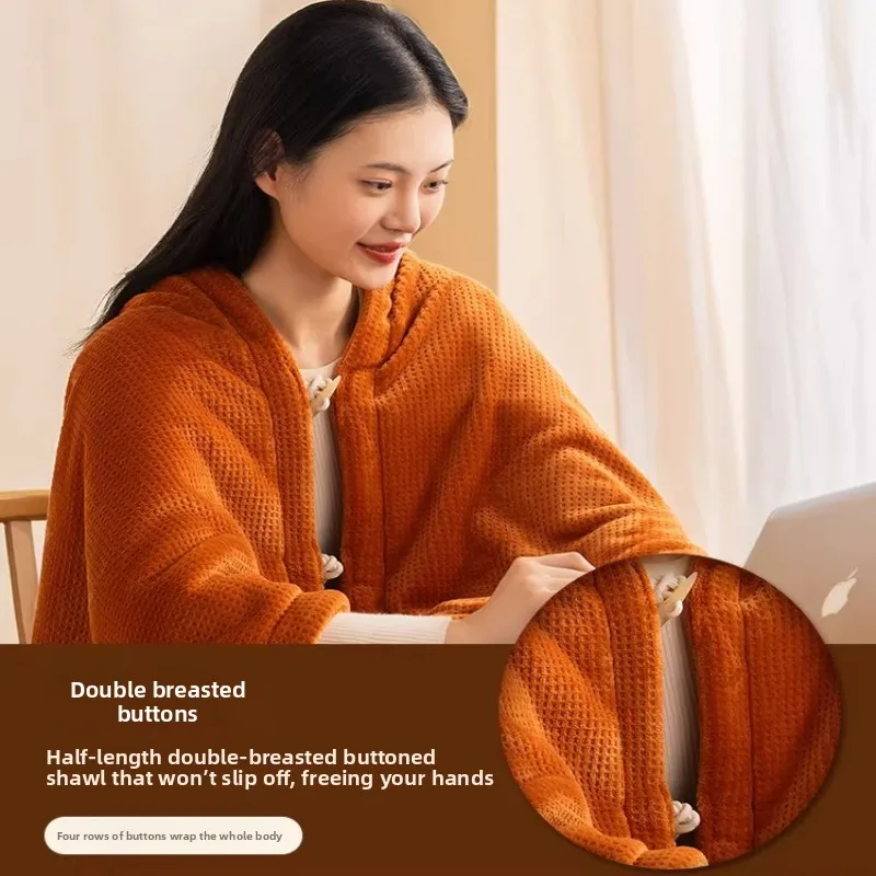 Multi Function Heating Blanket with Milk Velvet 9 Temperature Setting Electric Shawl for Office Soft Skin Friendly Warming Throw