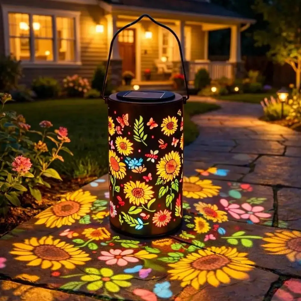 Lanterne solaire de jardin colorée en forme de tournesol, lumière d'ombre, lumière extérieure étanche, alimentée par l'énergie solaire pour les chemins nocturnes, les pelouses et les jardins