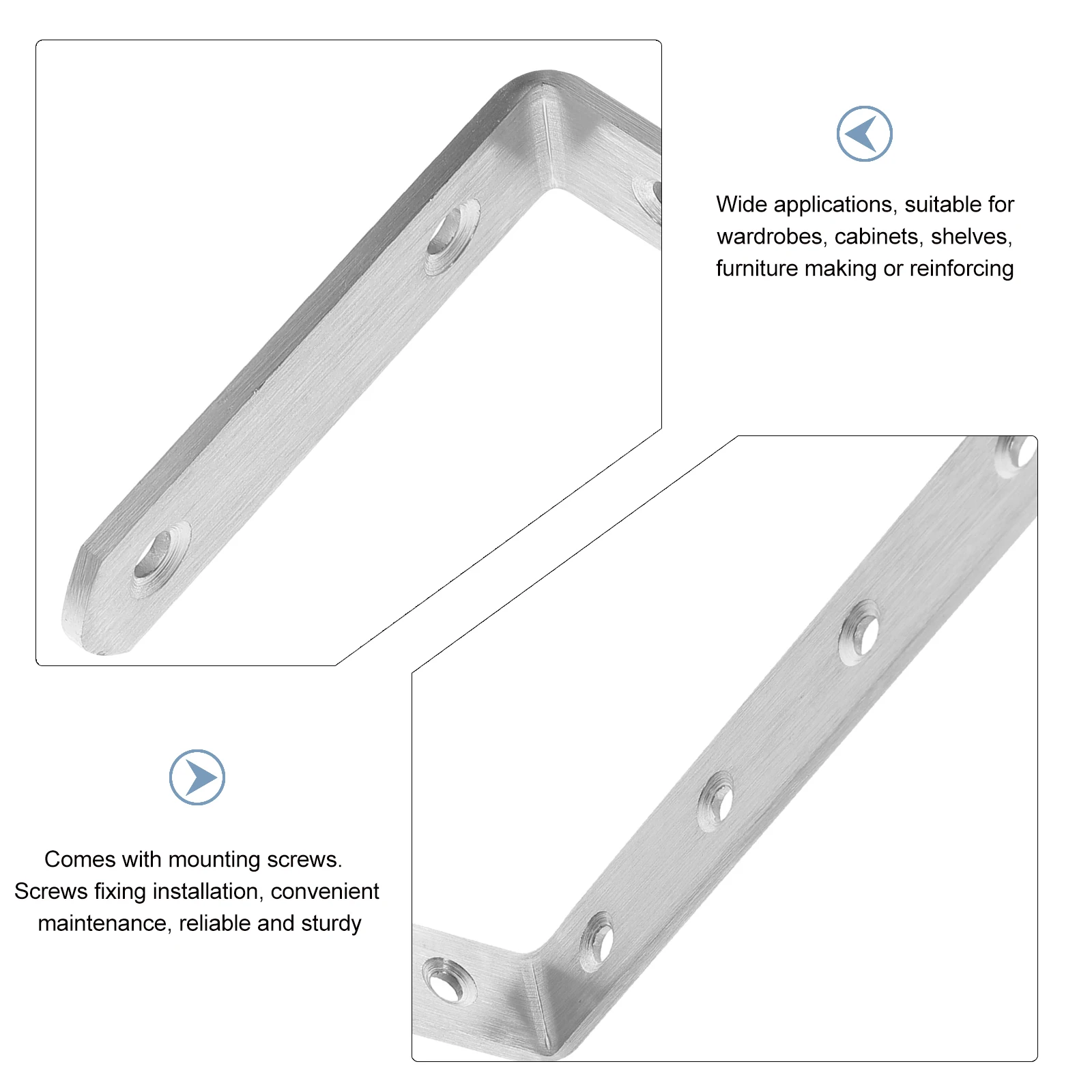 

10pcs Stainless Steel Corner Brackets Heavy Duty Black Industrial Shelf Supports for Wood Furniture Reinforcement angle l