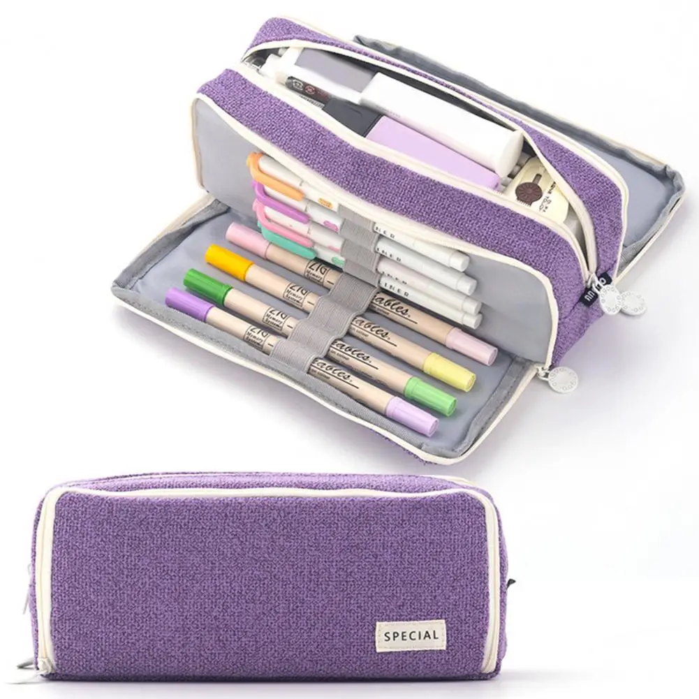 Internal Compartment Pencil Case Multi Layer Capacity Pencil Case with Zipper Closure Handle for School Supplies Organization