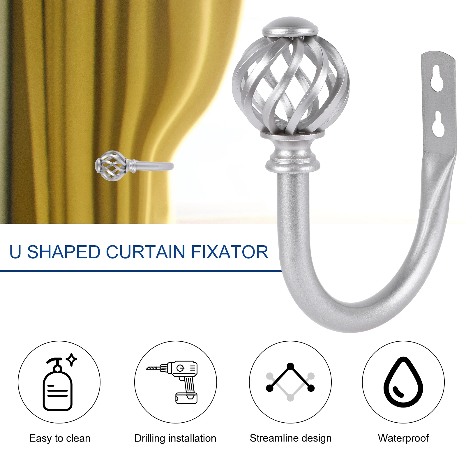 

Holder Shower Curtain Hook Accessories Stainless Steel Curtains Holding Fixator