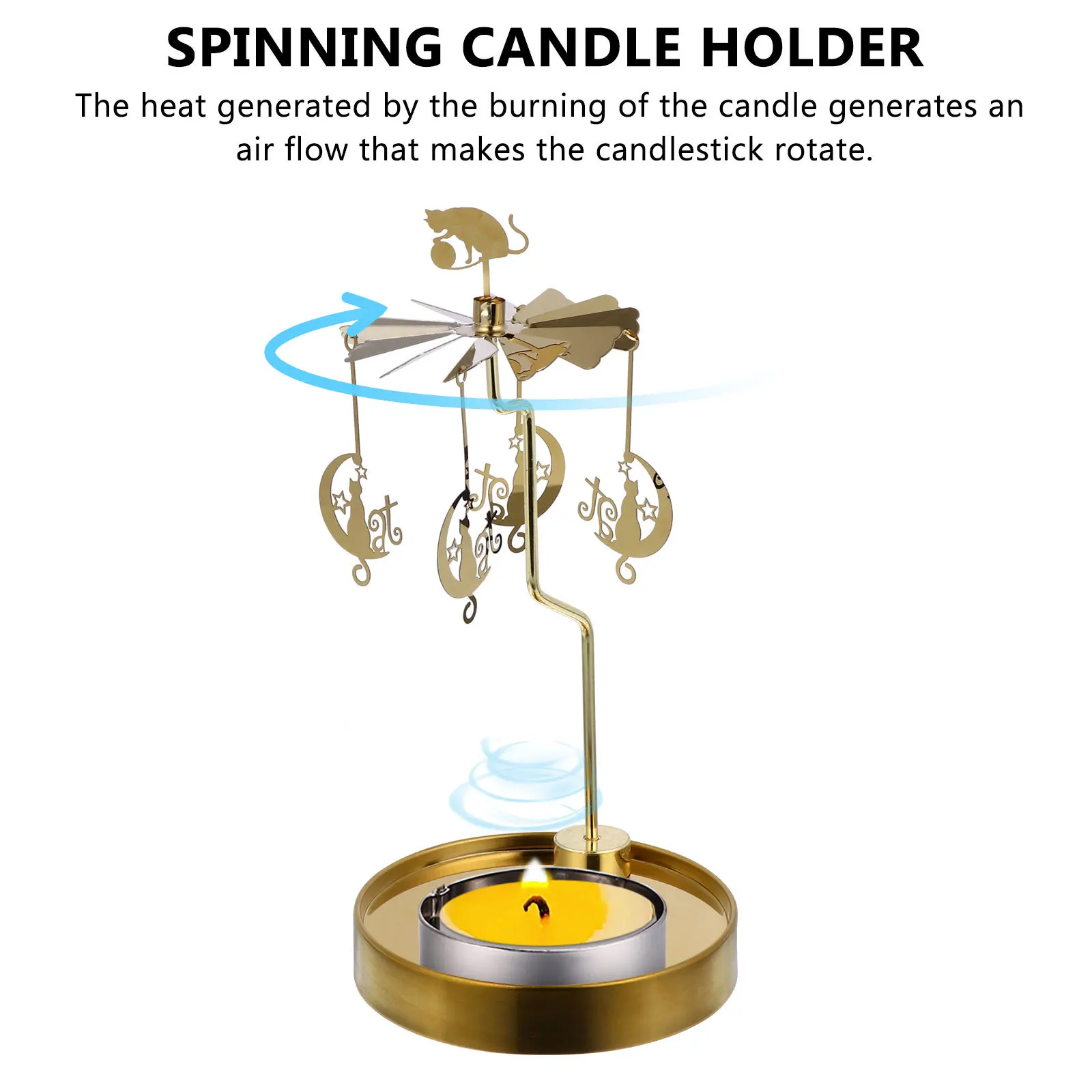 

1Pcs Rotating Candlestick Shadow Christmas Metal Holder for Home Decoration Desktop Adornment Xmas Gift