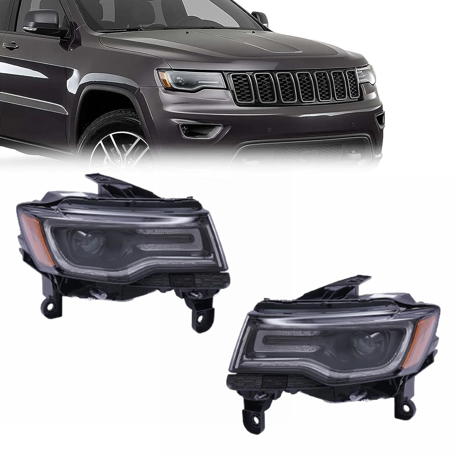 CAR Accessories LED HID Head Lamps with DRL USA Version Front Headlight for Jeep Grand Cherokee 2017-2020