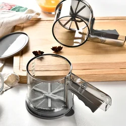 PP Double Layer Covered Semi-Automatic Handheld Flour Sieve For Flour Filter Tapioca And Sieve Mat Kitchen Baking Tool Gadgets