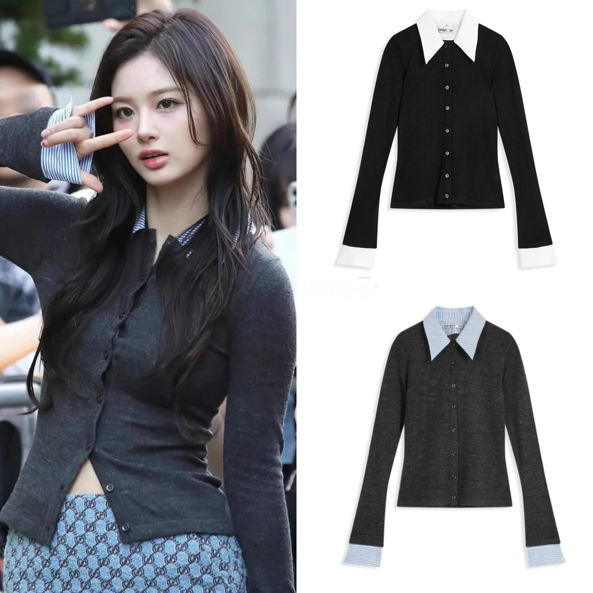 

Облегающий вязаный свитер в полоску в стиле пэчворк, модный свитер для поездок на работу, длинный трикотаж из смеси шерсти све для молодых женщин