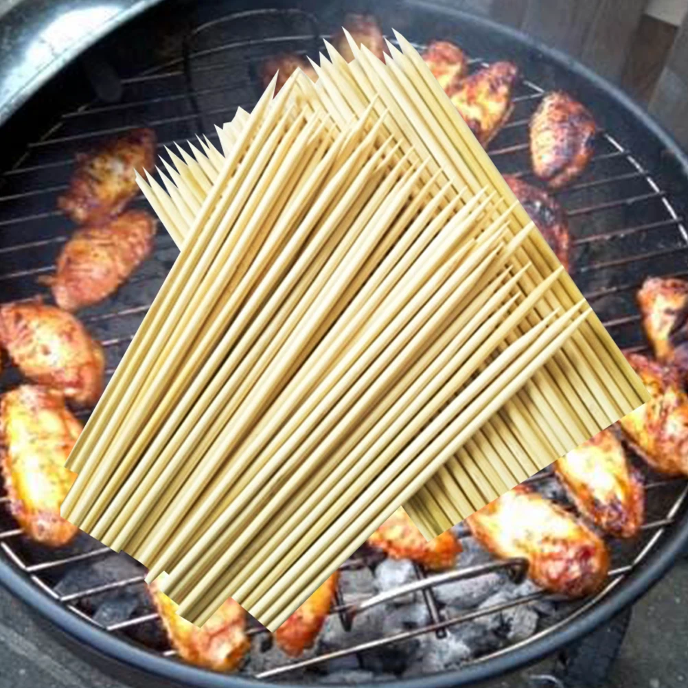 

100pcs 3Mmx25Cm Bamboo Skewers Disposable Food Grade Bbq Wooden Skewers For Catered Events Buffet Parties Roasting Sticks