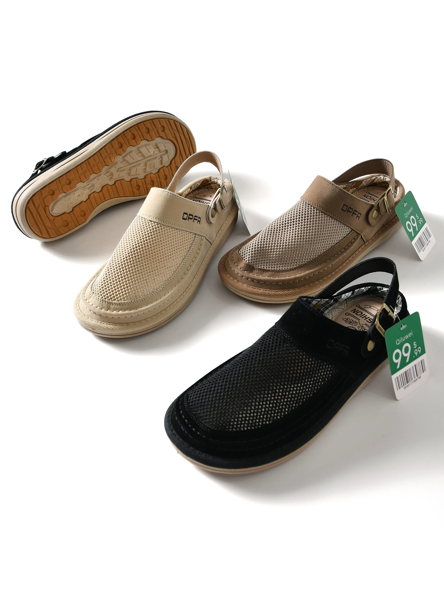 

Men's Summer Casual Slip-On Shoes Breathable Mesh Insole Weave Design Comfortable Low Cut Flat Bottom Rubber Outsole Sandals