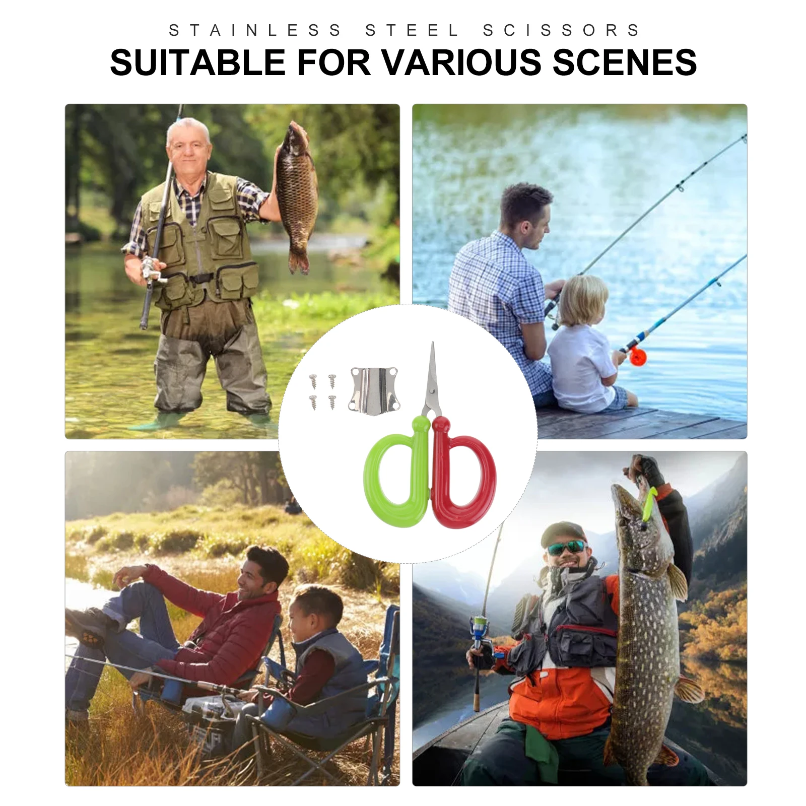 

2 Sets Floating Scissors Stainless Steel Fishing Durable Design For Braided Soft Lures