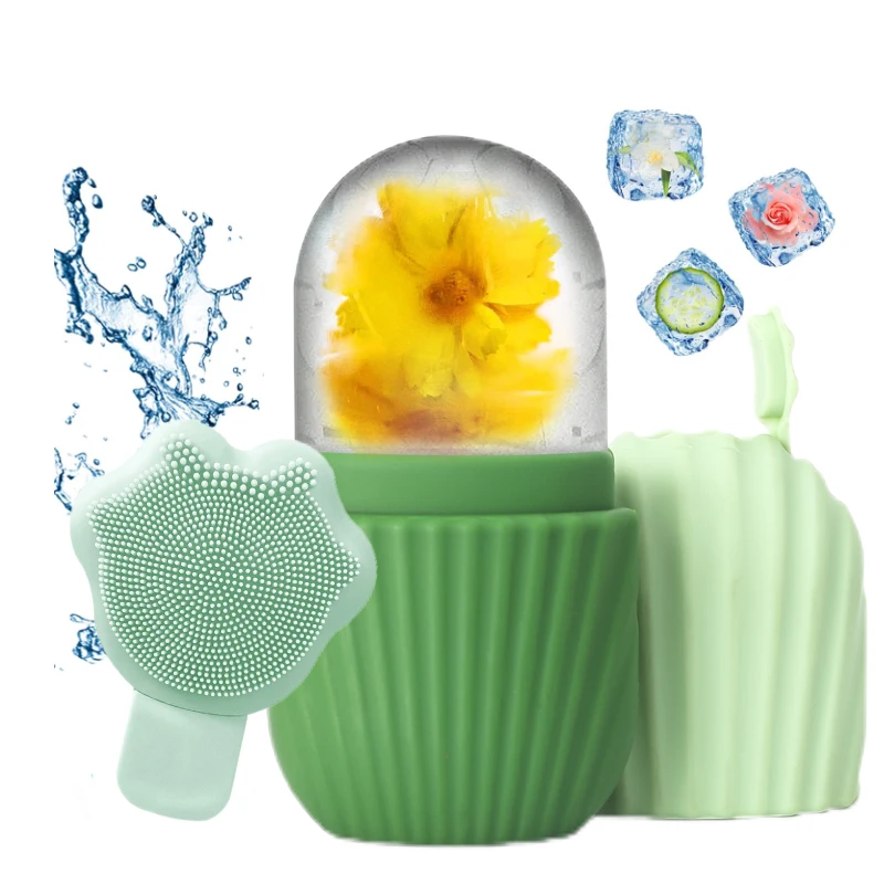 2 パックシリコーンフェイシャルアイスローラーマッサージにきび除去ツールフェイシャルケア再利用可能なアイスフェイスローラースキンケア美容ツール