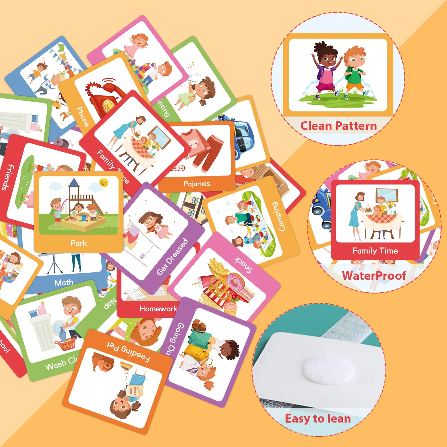 Bview Art Kids Visual Schedule Cards - Non Verbal Communication Tool , Daily Routine Chart & Planner for Home & Classroom