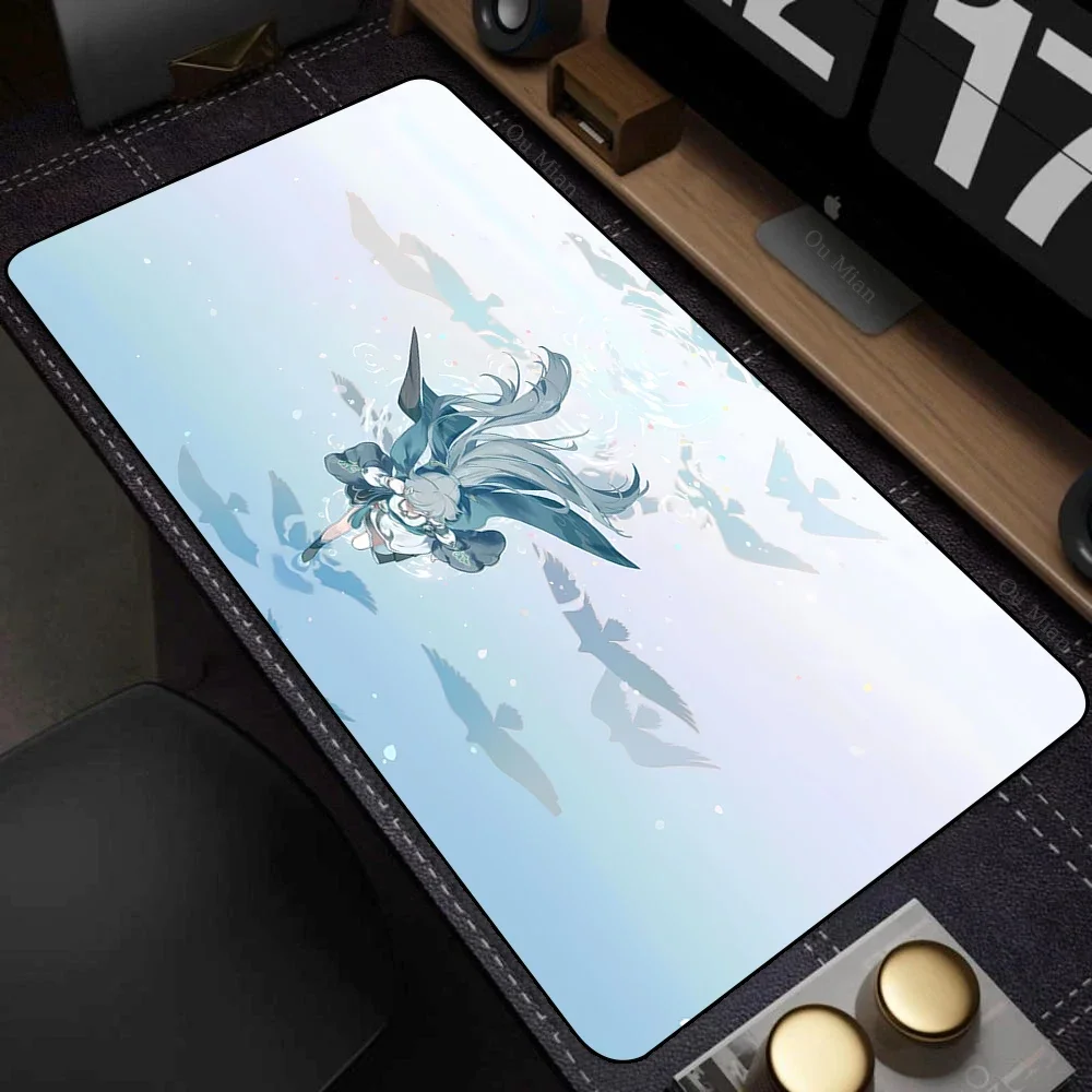 Popular virtual diva H-Hatsune Cute Miku Mouse Pad Non-Slip Rubber Edge Locking Mousepads Game Play Mat for Notebook PC Computer