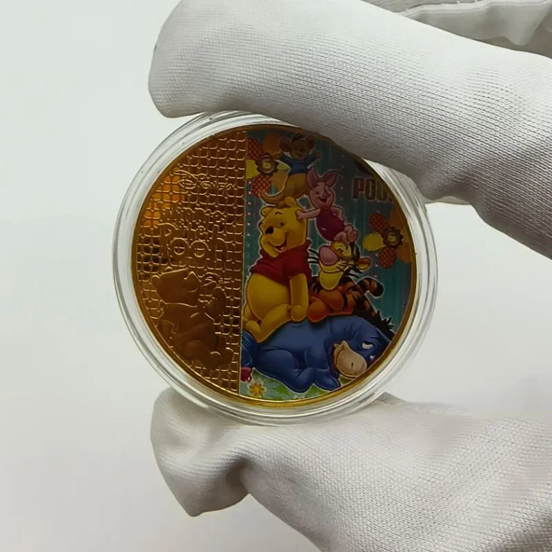 

5 styles Winnie the pooh gold Commemorative coin Disney cartoon metal badge anime pin for kid's birthday gifts cute toys miniso