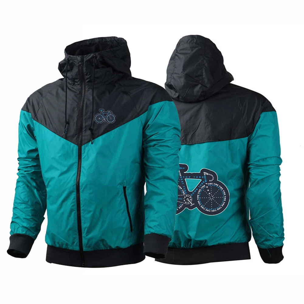 Bicycle Anatomy Shirt Cute Cycling Is Life 2025 Men's New Five Color Windbreaker Jackets Fashion Patchwork Fitness Casual Coats