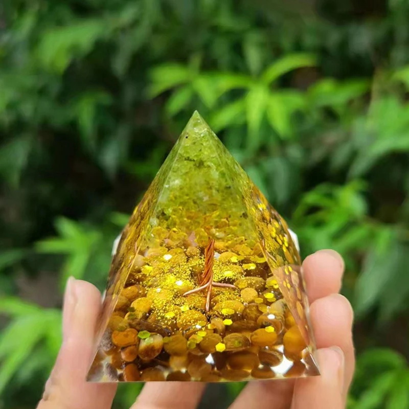 Quality 50Mm Crystals Orgone Pyramid Energy Generator Natural Peridot Reiki Chakra Meditation