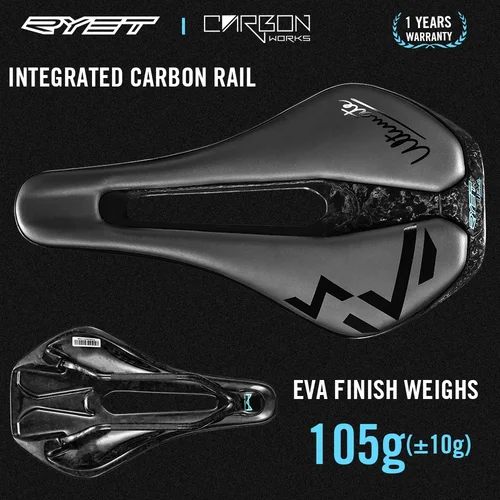 Imagen 2 del producto RYET-sillín de bicicleta con estampado 3D, asiento ultraligero de carbono de 135/143mm, 105g, piezas de bicicleta de carretera y grava