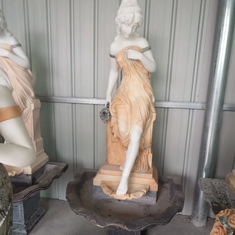 

【From China】Factory Outdoor Garden Marble Lady Figure Sculpture Stone Waterfall Woman Statue Wall Water Fountain Sculptur