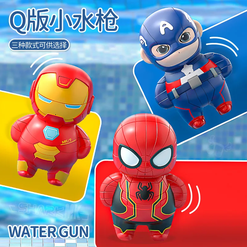 Disney-Spiderman Water Gun for Children, Iron Man, Capitão América, Praia, Summer Water Fight Toy, Outdoor Fun, Boy, Girl