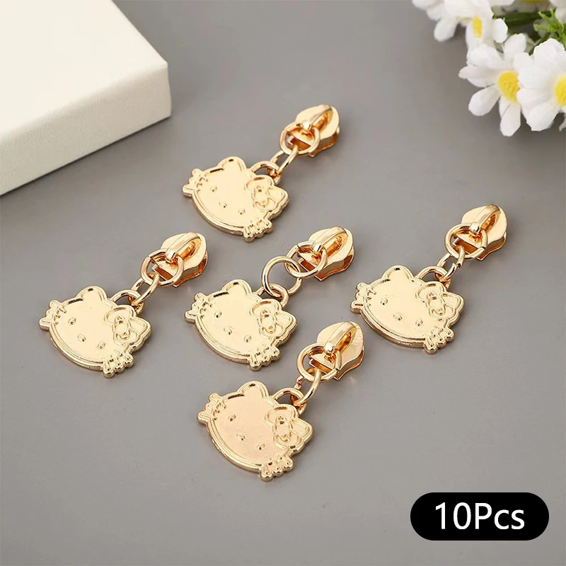 10Pcs Cute Sanrio Hello Kitty Zipper Repair Metal Replacement Fix Rucksack Zipper Sliding Teeth Zipper Head Tailor Tool