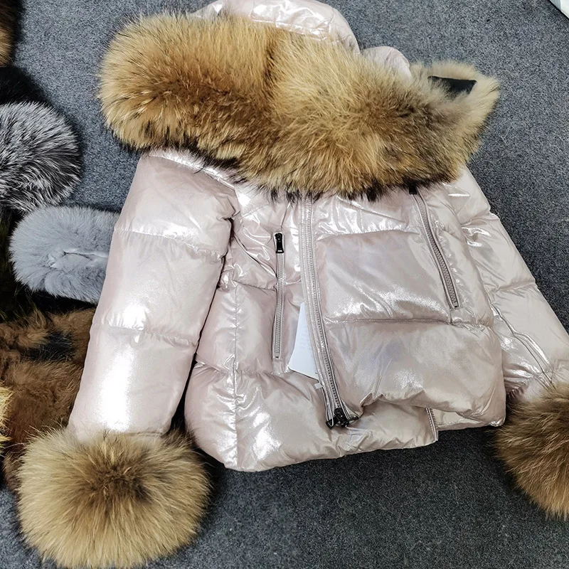 Maomaokong 2022 Winter Warm Real Fox Wasbeer Bontkraag Zwart Roze Down Jas Vrouwen Puffer Bovenkleding Jassen Vrouwelijke Parka