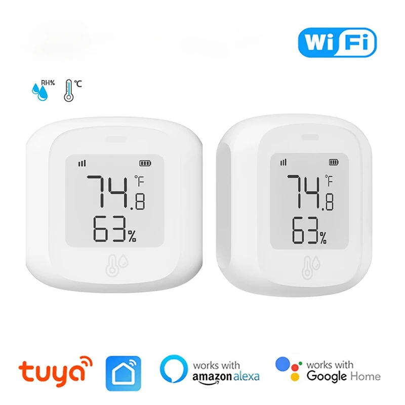 Tuya Smart WiFi Wireless Temperature and Humidity Sensor Linkage Detector Remote Sensor with Electronic Display Screen