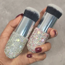 New silver Chubby stainless foundation brush Artificial diamond-free makeup brush Blush brush Highlighter brush